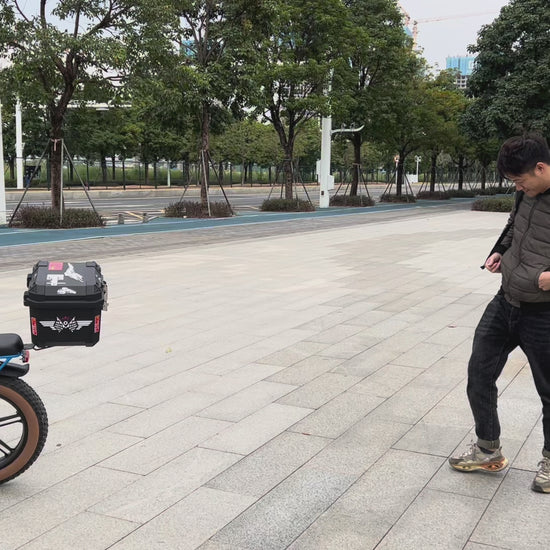 commuter electric scooter with 36L storage box front view